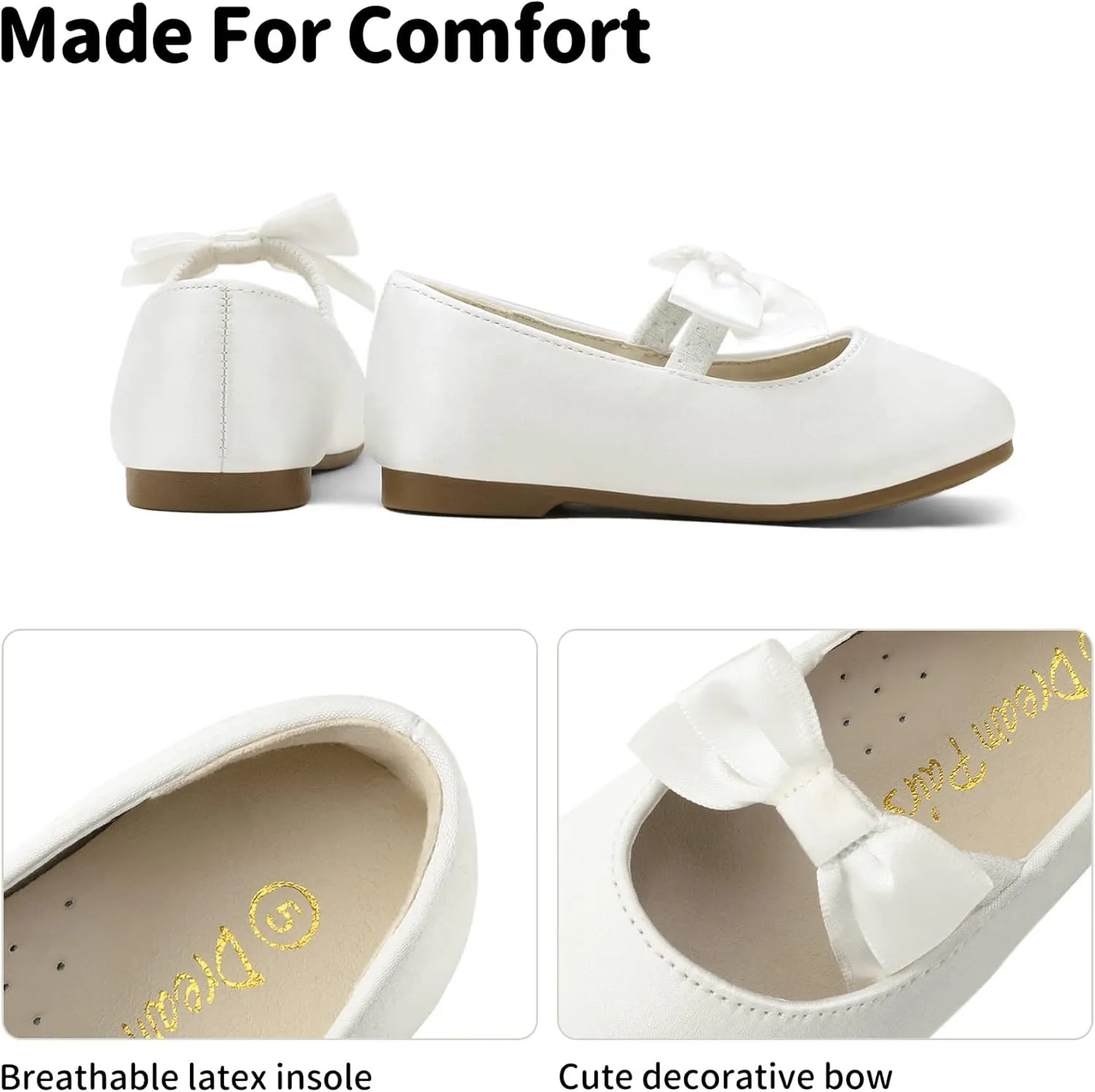 DREAM PAIRS Girls Dress Shoes Mary Jane Flower Girl Bow Ballet Flats for Wedding Party Toddler/Little Kid