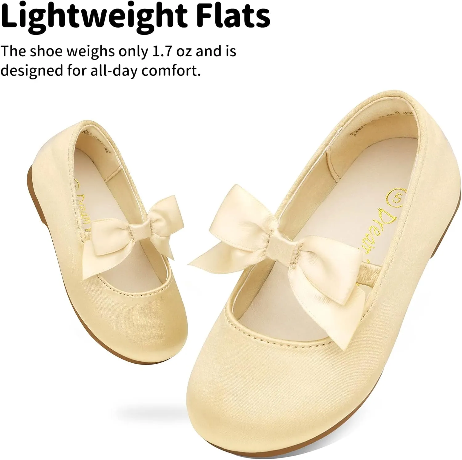 DREAM PAIRS Girls Dress Shoes Mary Jane Flower Girl Bow Ballet Flats for Wedding Party Toddler/Little Kid