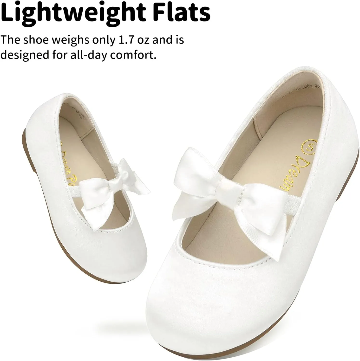 DREAM PAIRS Girls Dress Shoes Mary Jane Flower Girl Bow Ballet Flats for Wedding Party Toddler/Little Kid