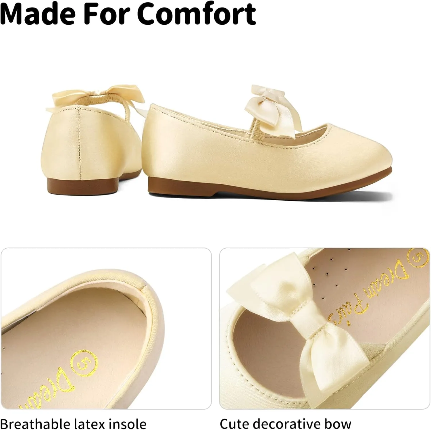 DREAM PAIRS Girls Dress Shoes Mary Jane Flower Girl Bow Ballet Flats for Wedding Party Toddler/Little Kid