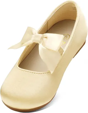 DREAM PAIRS Girls Dress Shoes Mary Jane Flower Girl Bow Ballet Flats for Wedding Party Toddler/Little Kid
