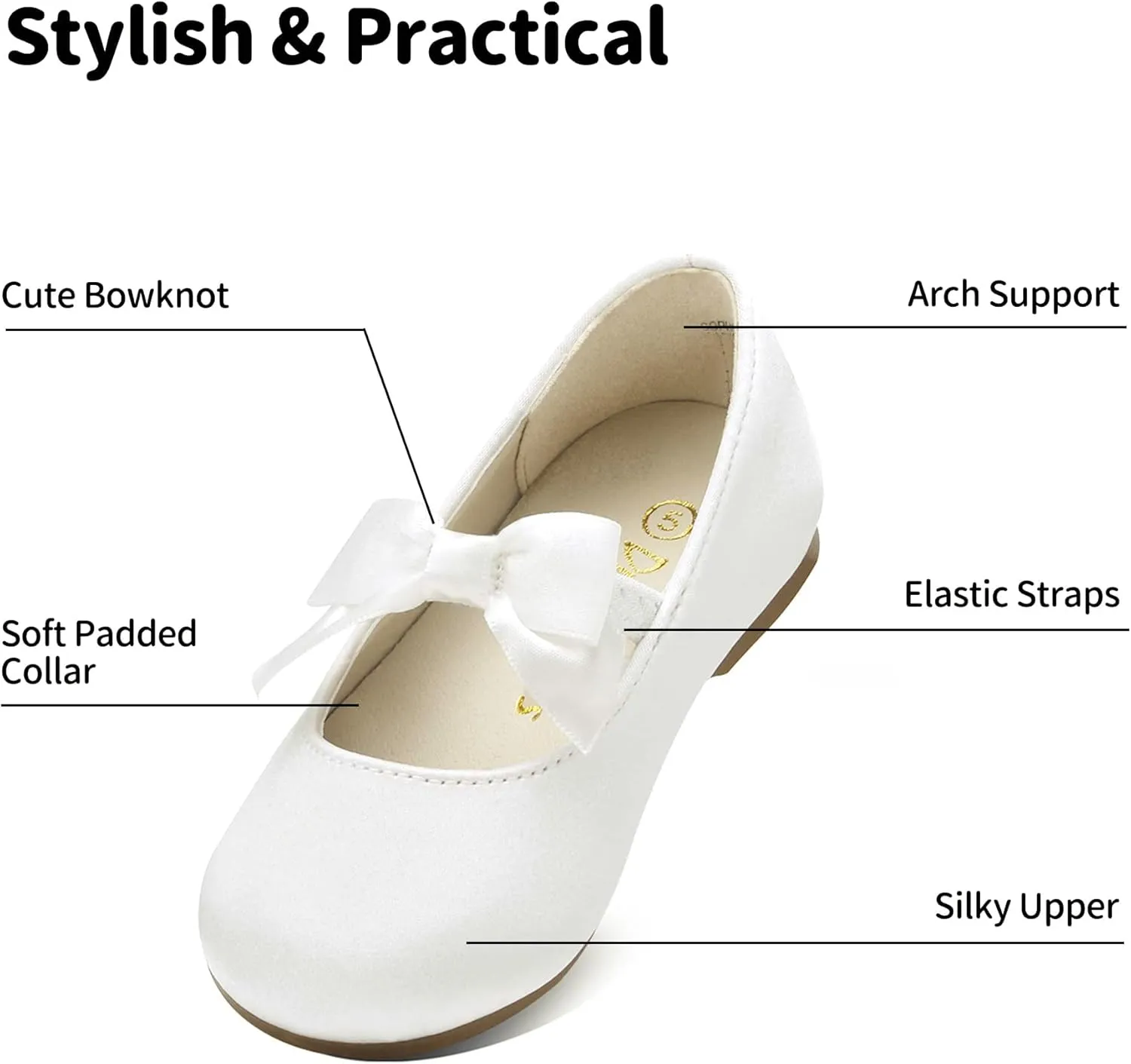 DREAM PAIRS Girls Dress Shoes Mary Jane Flower Girl Bow Ballet Flats for Wedding Party Toddler/Little Kid