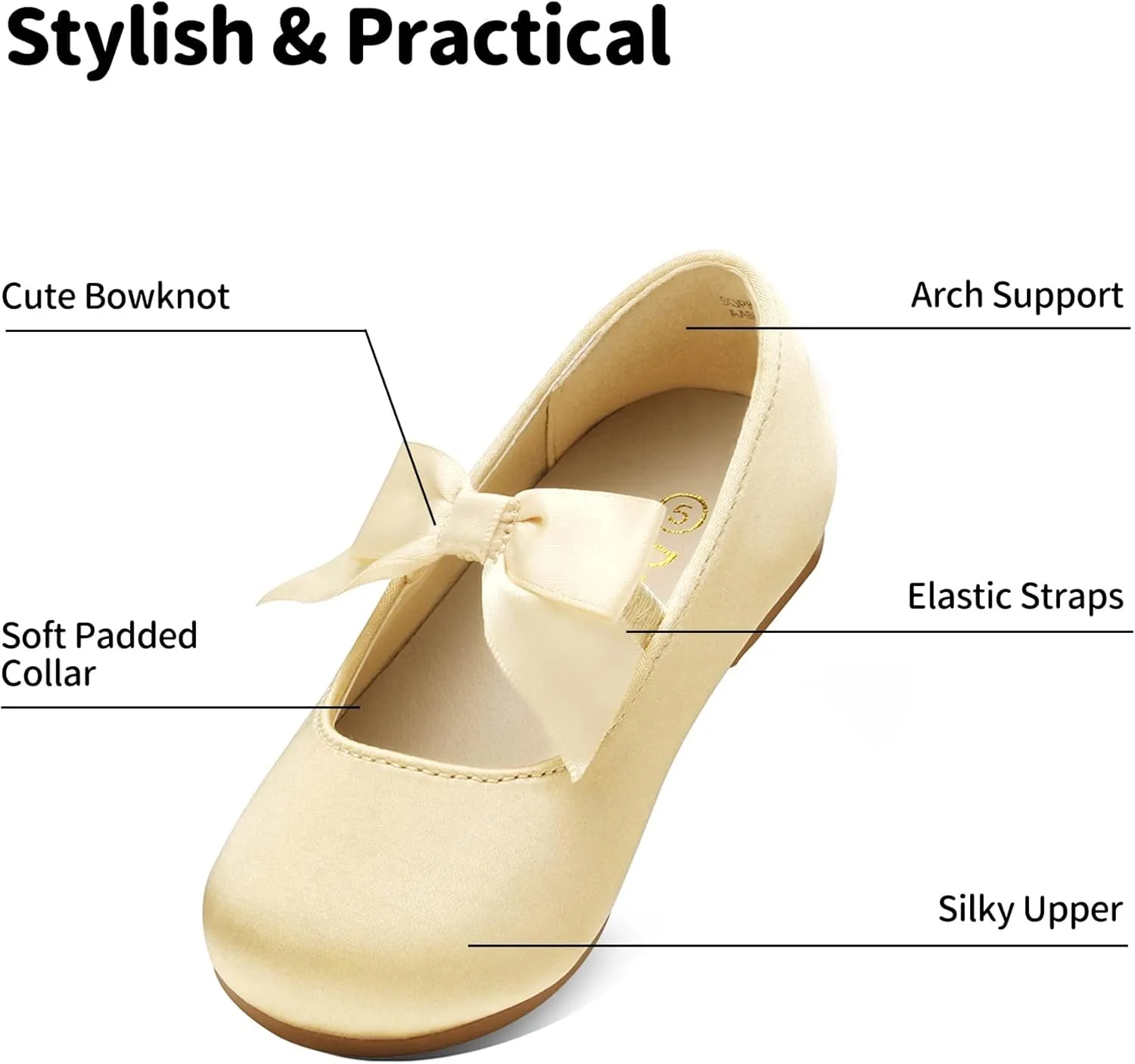 DREAM PAIRS Girls Dress Shoes Mary Jane Flower Girl Bow Ballet Flats for Wedding Party Toddler/Little Kid