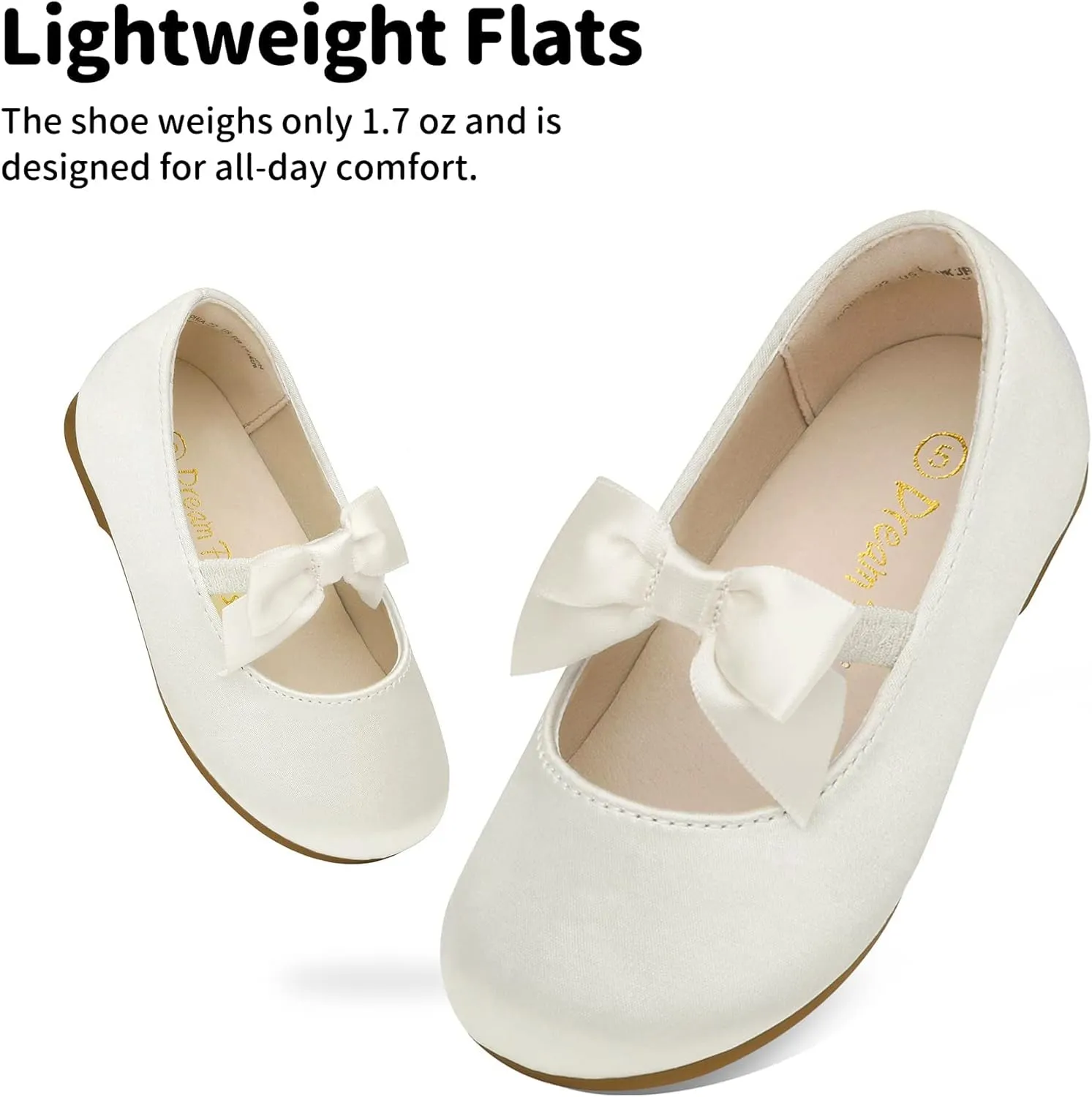 DREAM PAIRS Girls Dress Shoes Mary Jane Flower Girl Bow Ballet Flats for Wedding Party Toddler/Little Kid