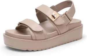 DREAM PAIRS Women's Low Wedge Sandals Comfortable Arch Support Platform Open toe Casual Dressy Flat Summer Sandals with Adjustable Straps