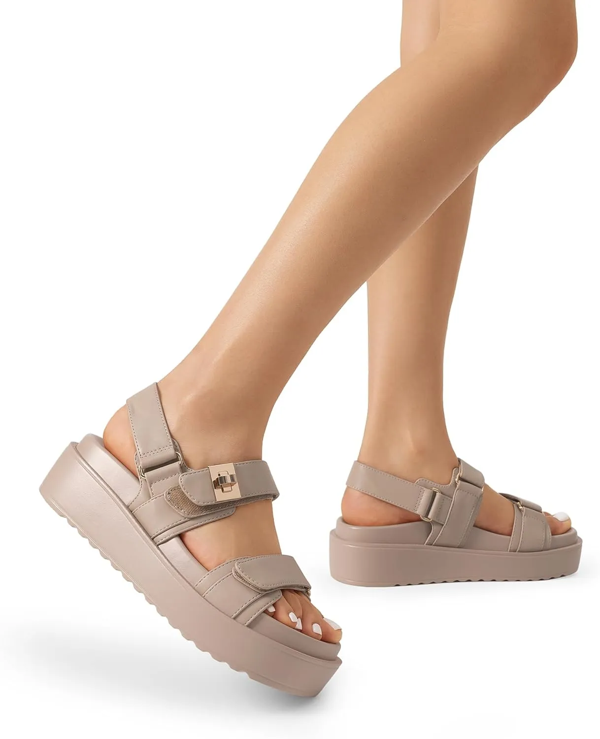 DREAM PAIRS Women's Low Wedge Sandals Comfortable Arch Support Platform Open toe Casual Dressy Flat Summer Sandals with Adjustable Straps