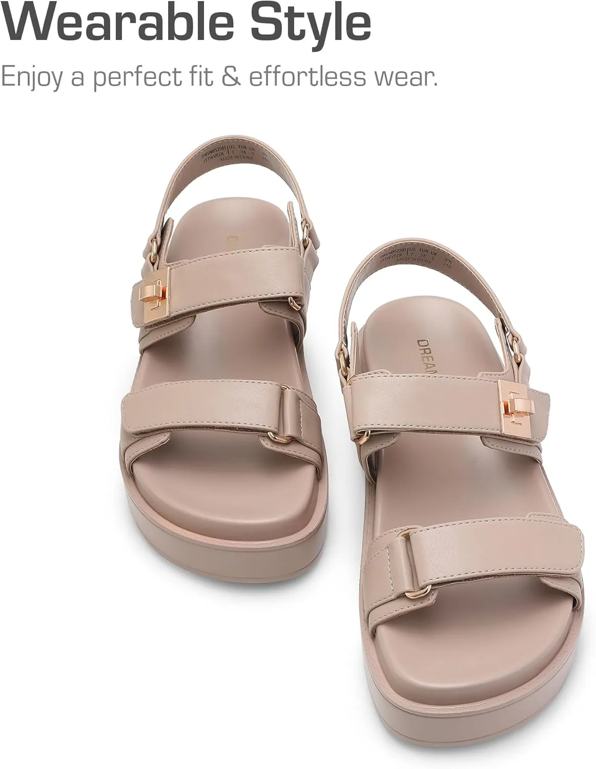 DREAM PAIRS Women's Low Wedge Sandals Comfortable Arch Support Platform Open toe Casual Dressy Flat Summer Sandals with Adjustable Straps