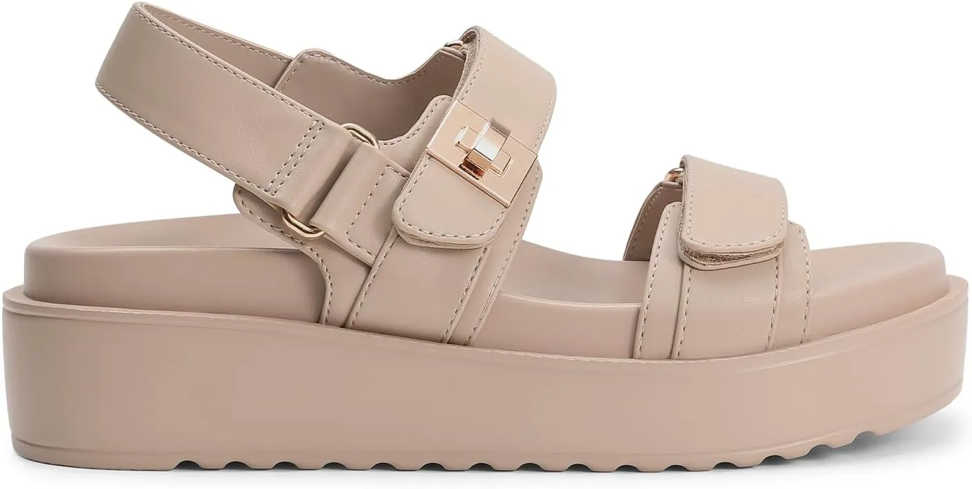 DREAM PAIRS Women's Low Wedge Sandals Comfortable Arch Support Platform Open toe Casual Dressy Flat Summer Sandals with Adjustable Straps