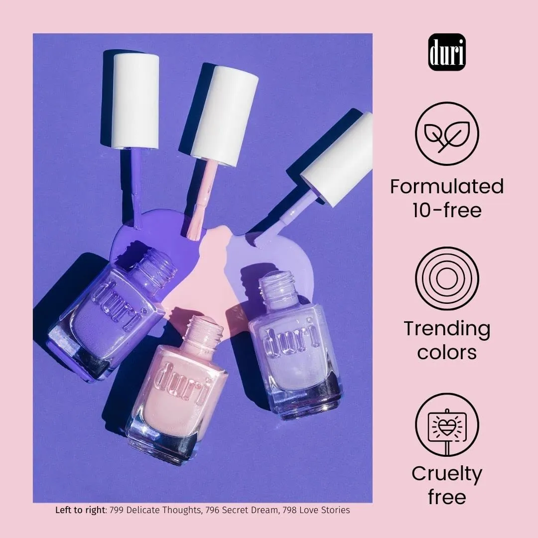 duri Nail Polish, 347 Amethyst, Violet Shimmer, Full Coverage, Glossy Metallic Finish, Quick Drying, Lasting, New Brus, 0.45 Fl Oz Cosmetics