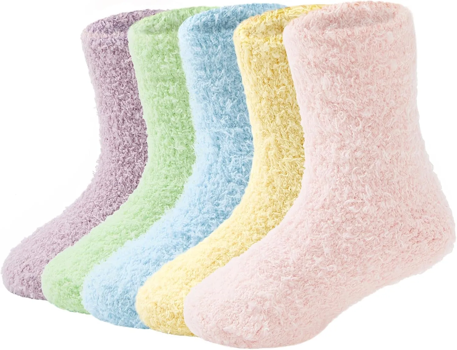 Durio Kids Fuzzy Socks for Girls Toddler Slipper Socks for Kids Warm Winter Cozy Socks 5 Pack