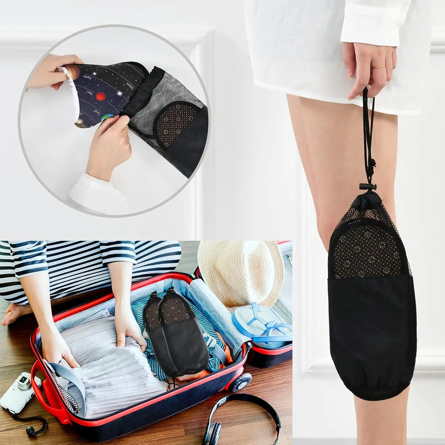 Dussdil Galaxy Space Solar System Planets Womens Mens Slippers Sun Earth Mars Stars Moon Home Spa Slippers Memory Foam Closed Toe Slipper Non Slip for House Hotel Bedroom Travel Shoes M