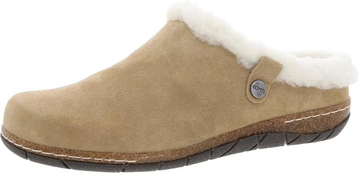 Earth Womens ETELANA Logo Faux Fur Clogs