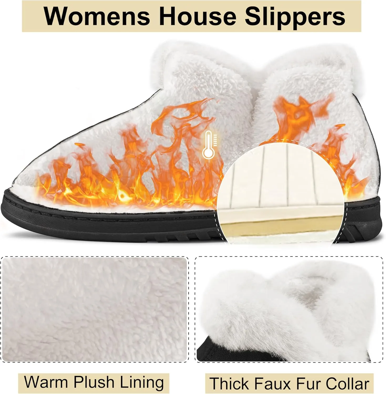 Ecetana Womens Slippers House Shoes: Memory Foam Comfy Closed Back Fuzzy Slippers Indoor and Outdoor Cozy Slip On Soft Bedroom Shoes