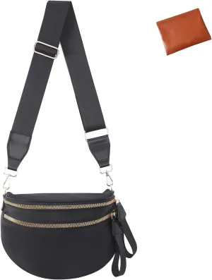 Emmafy Crossbody Bags for Women, Black And White Checkered Crossbody Bag for Women, Spacious Checkered Purse Fanny Pack