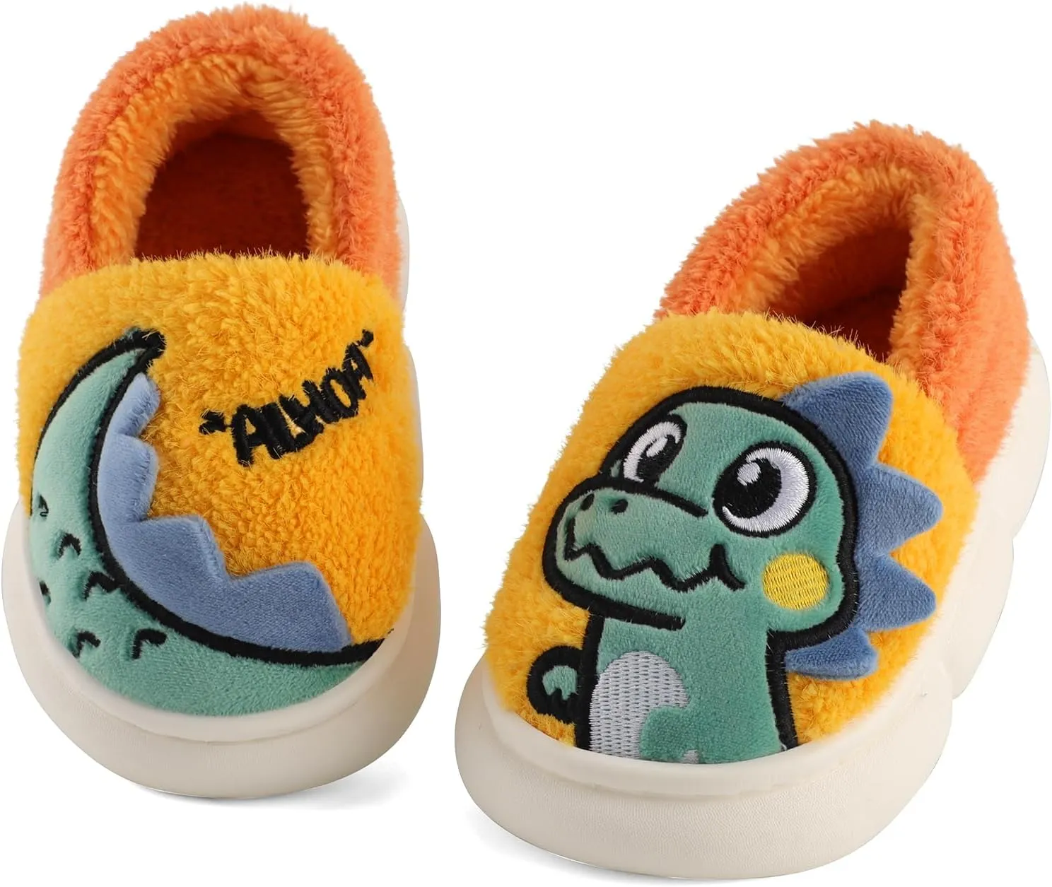 ESTAMICO Girls Cute Cartoon Slippers with Memory Foam Kids Plush Warm Winter House Shoes