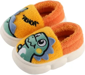 ESTAMICO Girls Cute Cartoon Slippers with Memory Foam Kids Plush Warm Winter House Shoes