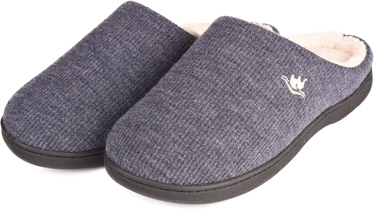 EuropeanSoftest Men's Classic 80-D Memory Foam French Terry Lining Slippers Plush Lining Autumn Breathable Washable Indoor/Outdoor House Shoe w/Anti Slip Sole