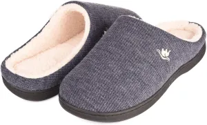EuropeanSoftest Men's Classic 80-D Memory Foam French Terry Lining Slippers Plush Lining Autumn Breathable Washable Indoor/Outdoor House Shoe w/Anti Slip Sole
