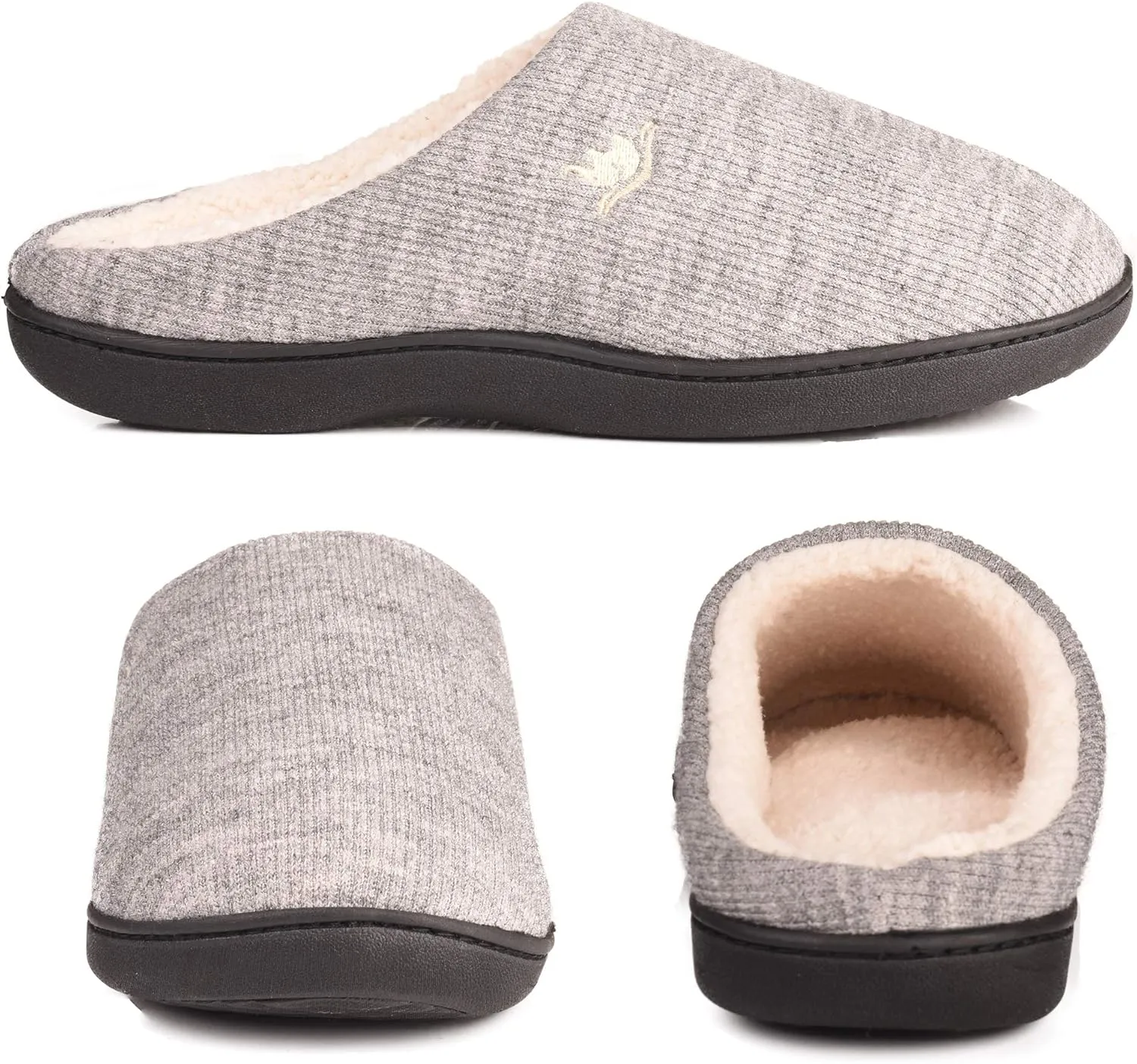EuropeanSoftest Women's Classic French Terry Lining Slip On 80-D Memory Foam Slippers Breathable Washable Indoor/Outdoor House Shoe w/Anti Slip Sole