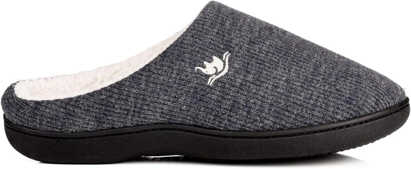 EuropeanSoftest Women's Classic French Terry Lining Slip On 80-D Memory Foam Slippers Breathable Washable Indoor/Outdoor House Shoe w/Anti Slip Sole