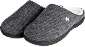 EuropeanSoftest Women's Classic French Terry Lining Slip On 80-D Memory Foam Slippers Breathable Washable Indoor/Outdoor House Shoe w/Anti Slip Sole
