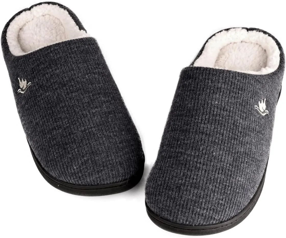 EuropeanSoftest Women's Classic French Terry Lining Slip On 80-D Memory Foam Slippers Breathable Washable Indoor/Outdoor House Shoe w/Anti Slip Sole