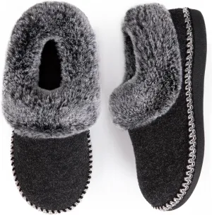 EverFoams Women's Bootie Slippers Warm Soft Comfy Memory Foam Non-slip Indoor House Shoes with Fluffy Collar