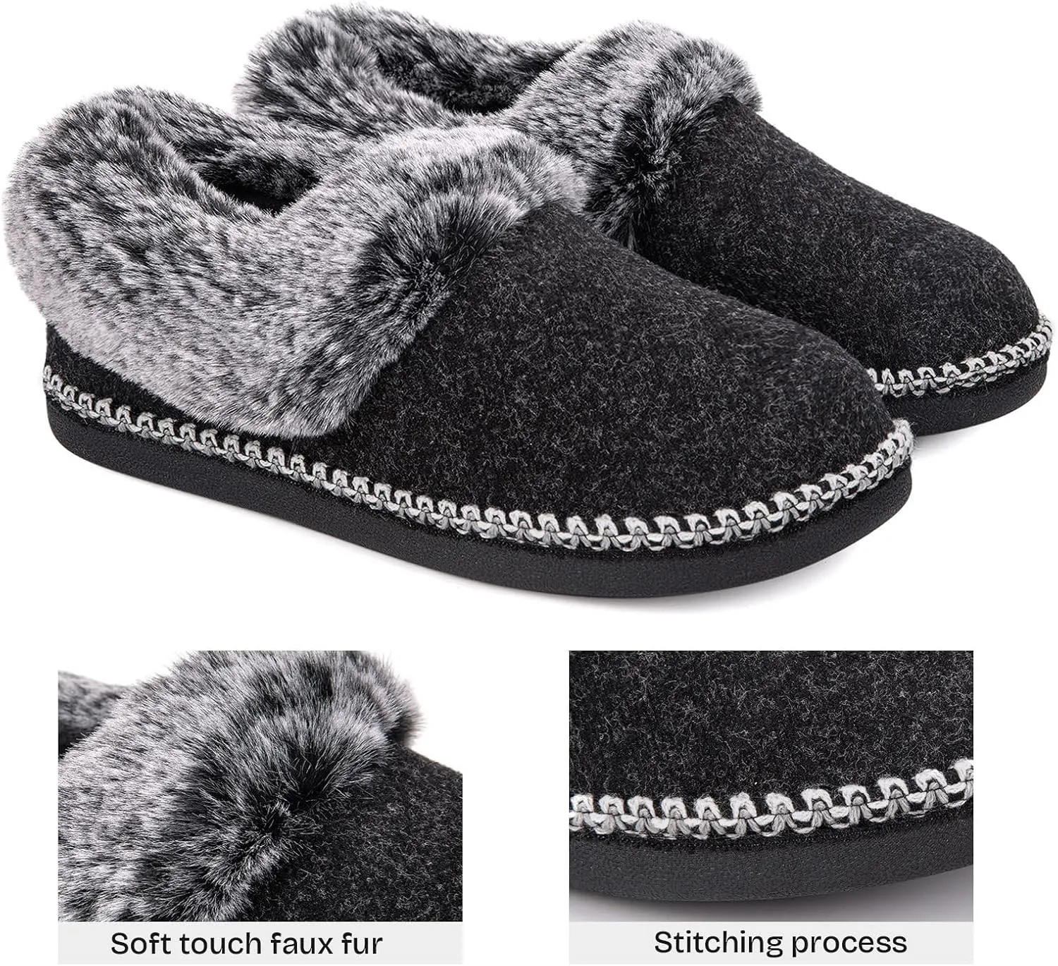 EverFoams Women's Bootie Slippers Warm Soft Comfy Memory Foam Non-slip Indoor House Shoes with Fluffy Collar