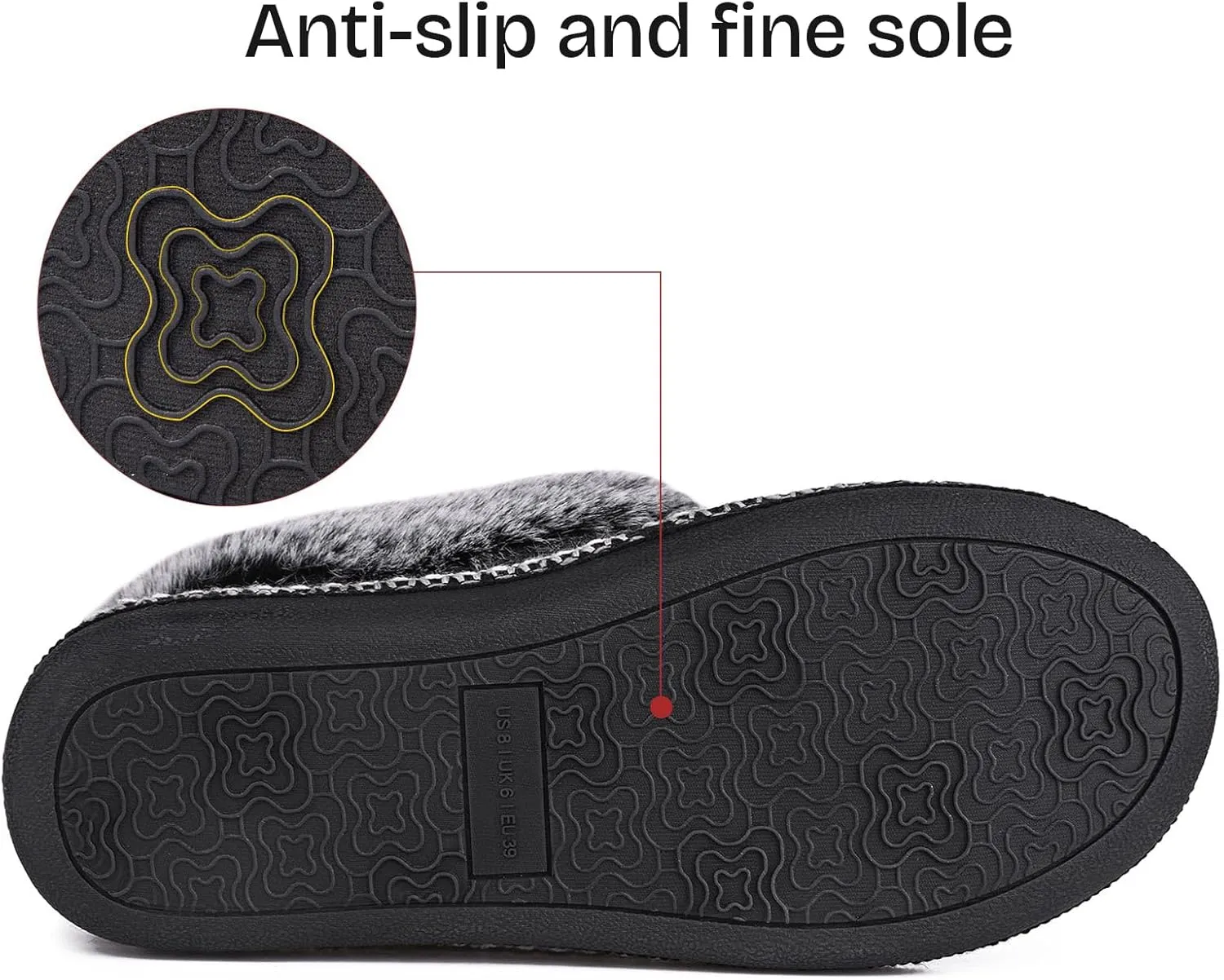 EverFoams Women's Bootie Slippers Warm Soft Comfy Memory Foam Non-slip Indoor House Shoes with Fluffy Collar
