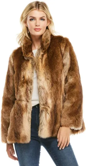 Fabulous-Furs Donna Salyers Cape Fox Faux Fur Shawl Collar Coat