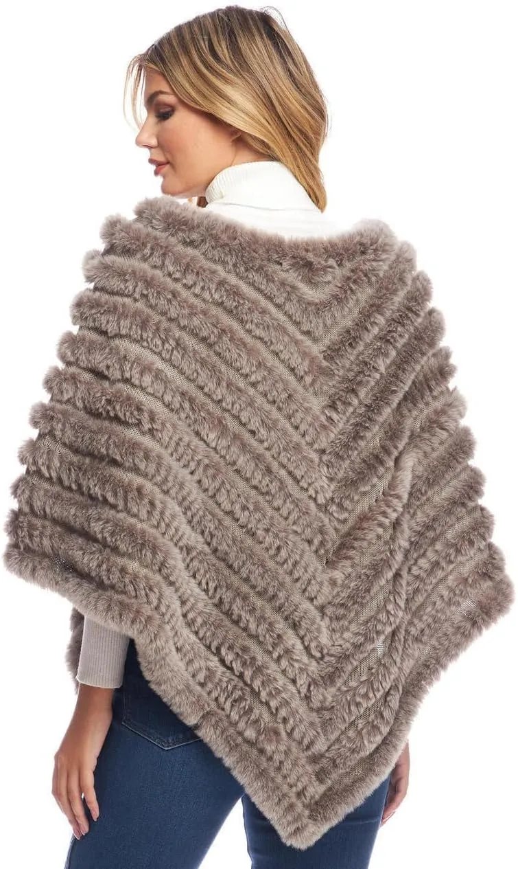 Fabulous-Furs Donna Salyers Faux Fur Deluxe Knitted Fur Poncho
