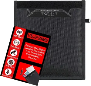 Farday Bag,Signal Isolation Bag,Shield Your Phone/ipad from Hacking,Tracking,and EM Protection with This Pouch -Shields NFC/WiFi/Bluetooth for Phones,Key Fobs and Credit Card (9.8"X11")