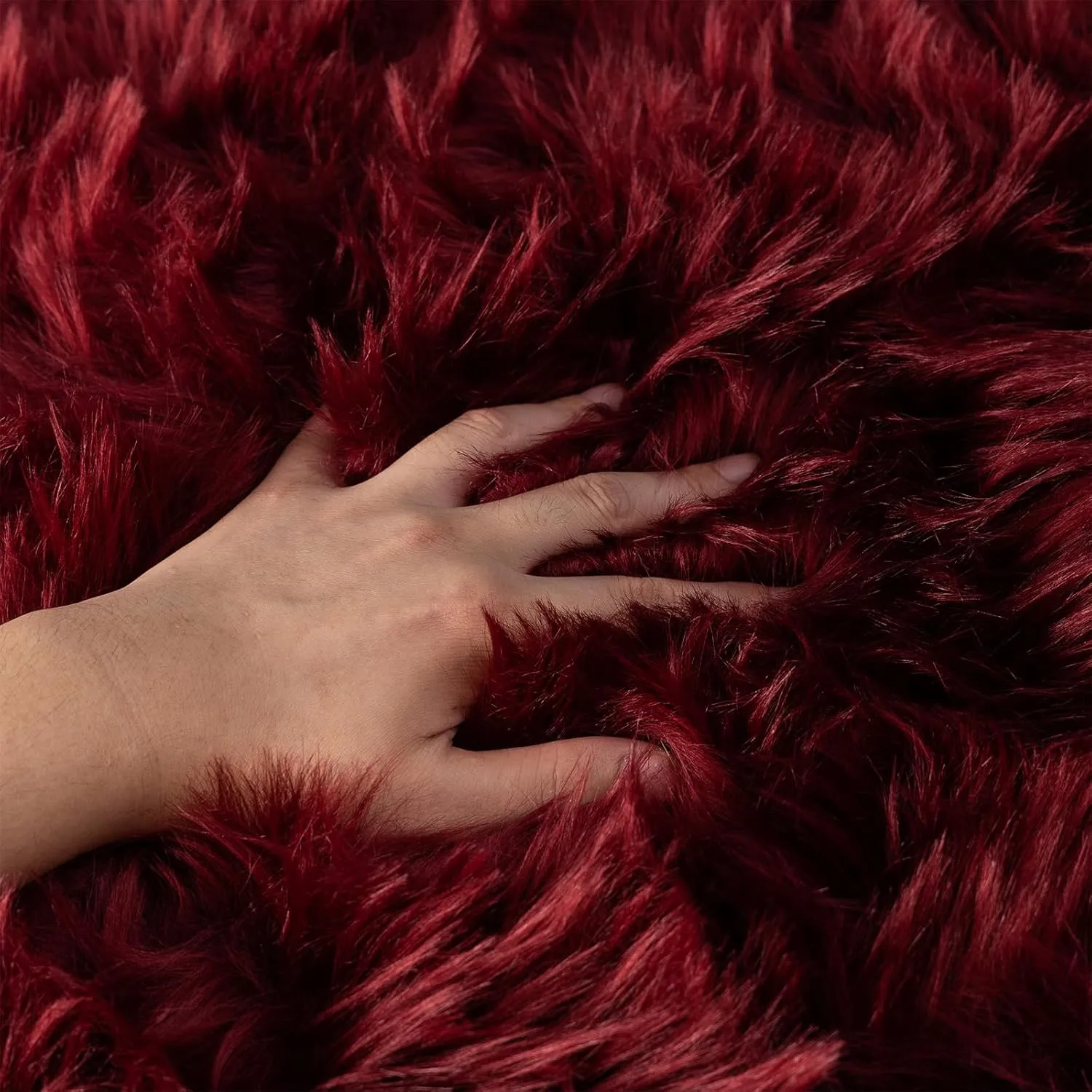 Faux Fur Sheepskin Rug Super Soft Fluffy Plush Area Rug Bedroom Floor Children's Room Sofa Cushion Living Room Runners Bedside Rugs (Burgundy, 6×4 ft Rectangle)