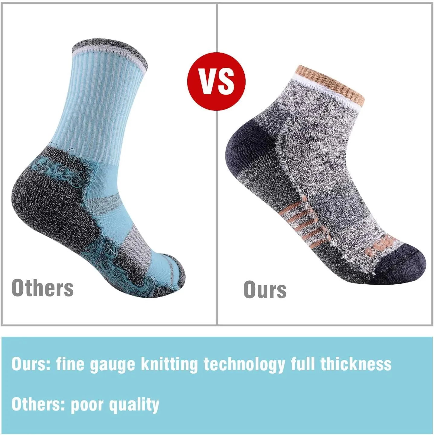 FEIDEER Men's Women's Hiking Walking Socks, Unisex Moisture Wicking Cotton Cushion Ankle Quarter Crew Socks with Arch Support