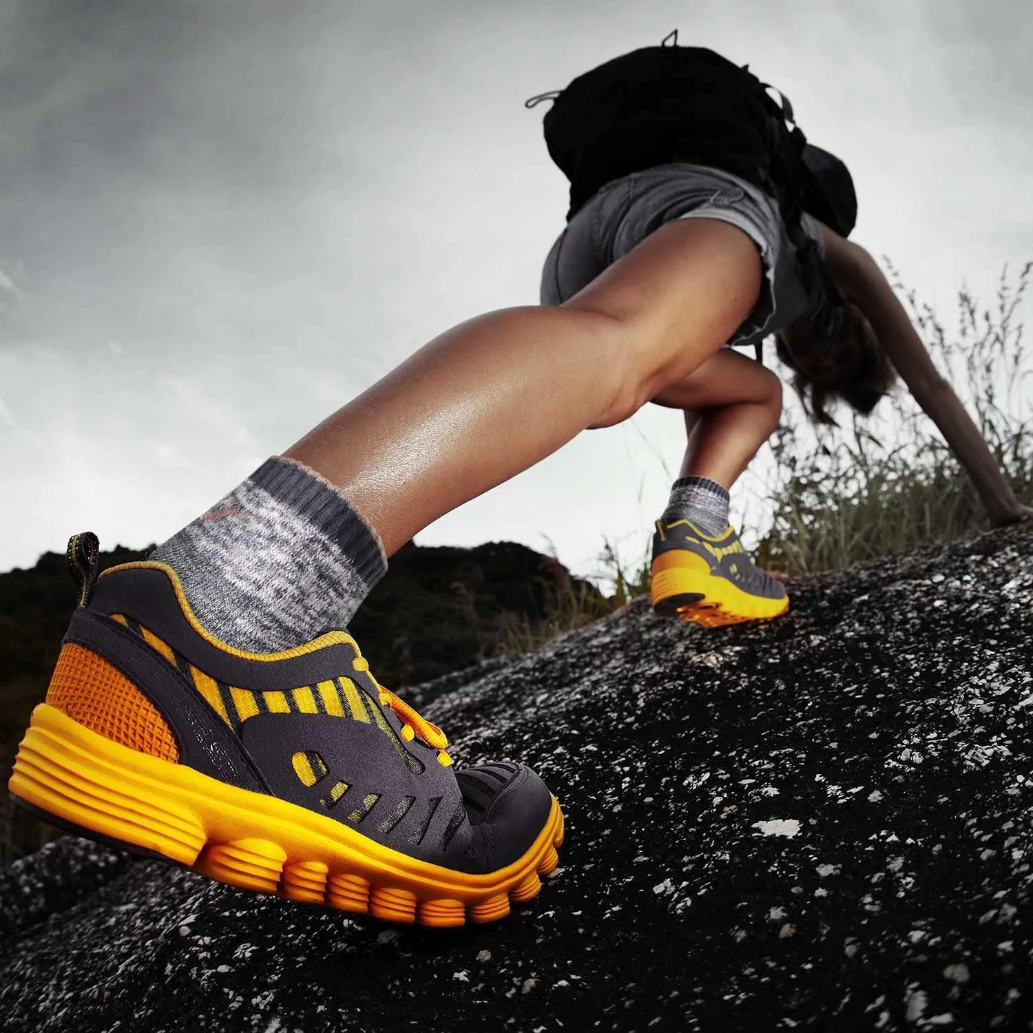 FEIDEER Men's Women's Hiking Walking Socks, Unisex Moisture Wicking Cotton Cushion Ankle Quarter Crew Socks with Arch Support