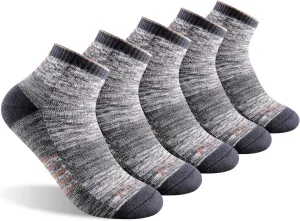 FEIDEER Men's Women's Hiking Walking Socks, Unisex Moisture Wicking Cotton Cushion Ankle Quarter Crew Socks with Arch Support