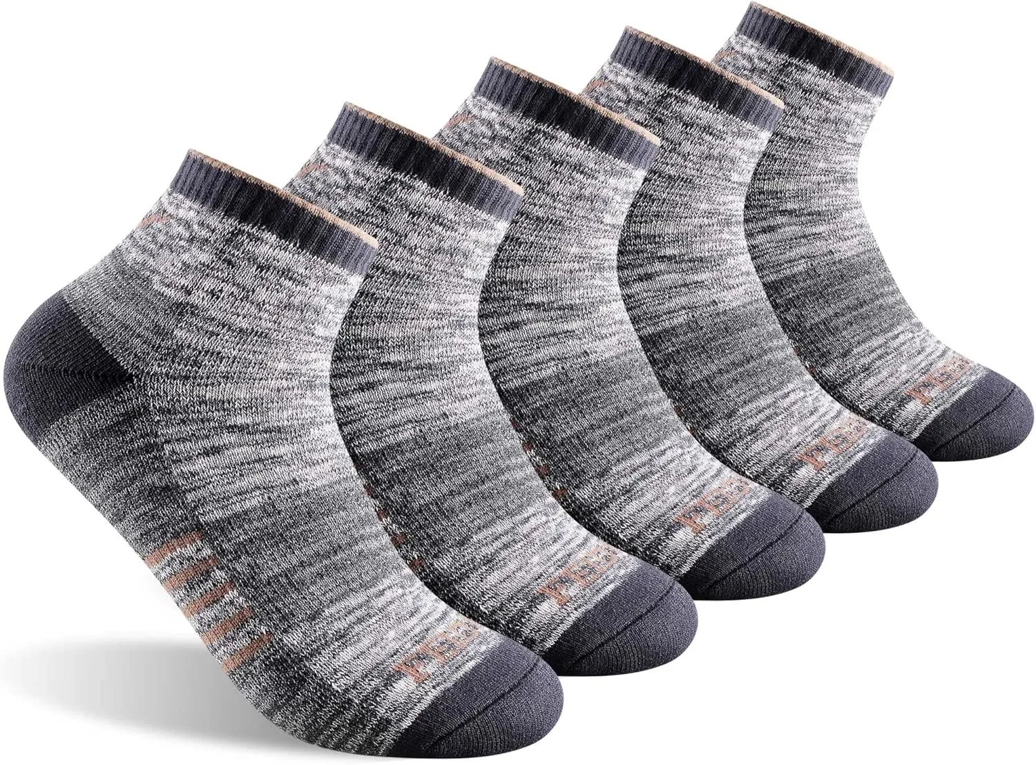 FEIDEER Men's Women's Hiking Walking Socks, Unisex Moisture Wicking Cotton Cushion Ankle Quarter Crew Socks with Arch Support