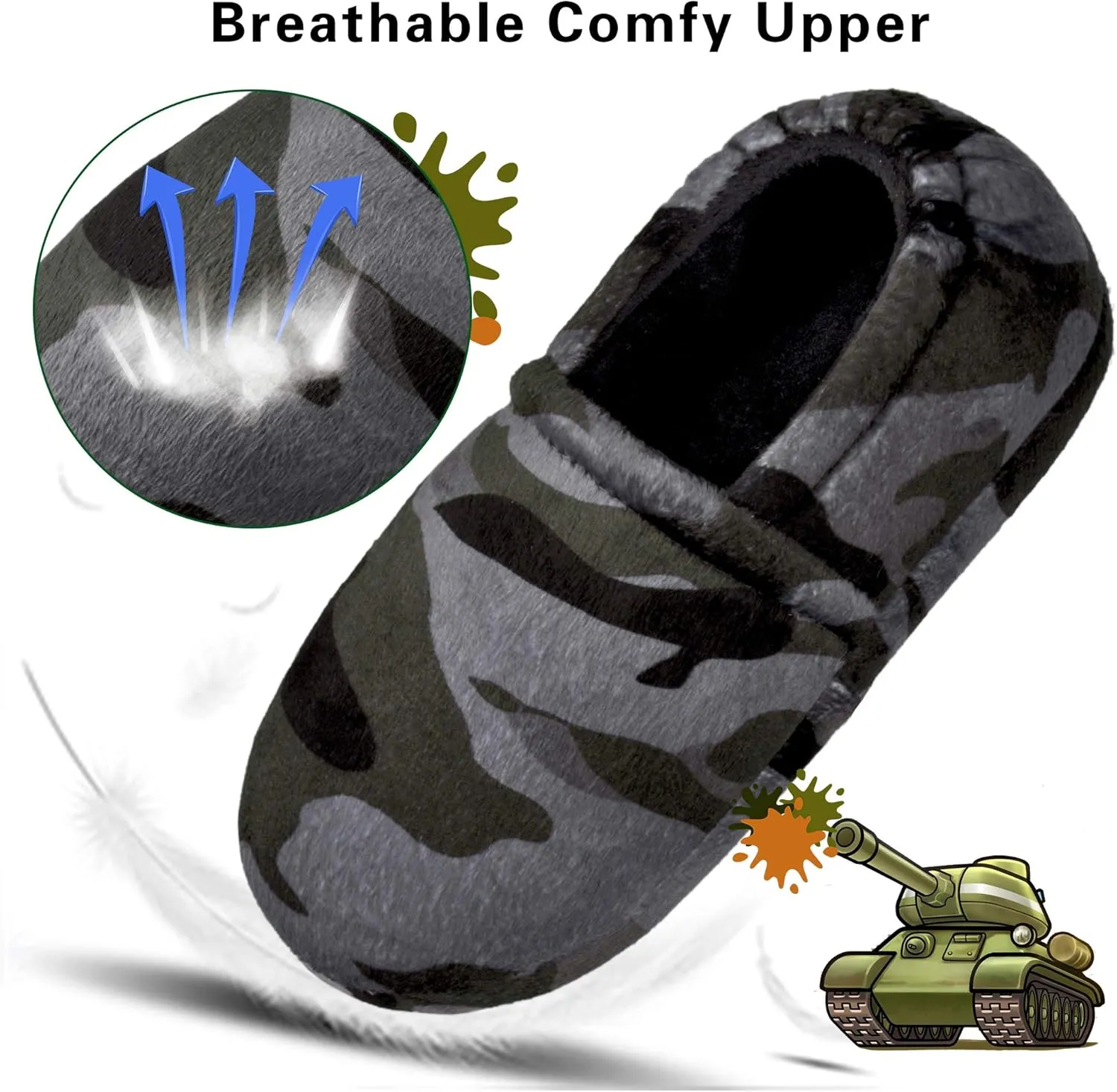 festooning Boys Slippers Non-Slip Slipper Soft Comfy Memory Foam Slippers for Little/Big Kids Indoor Outdoor Children House Slipper Shoes