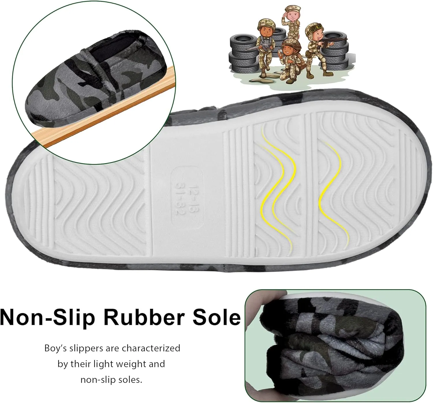 festooning Boys Slippers Non-Slip Slipper Soft Comfy Memory Foam Slippers for Little/Big Kids Indoor Outdoor Children House Slipper Shoes