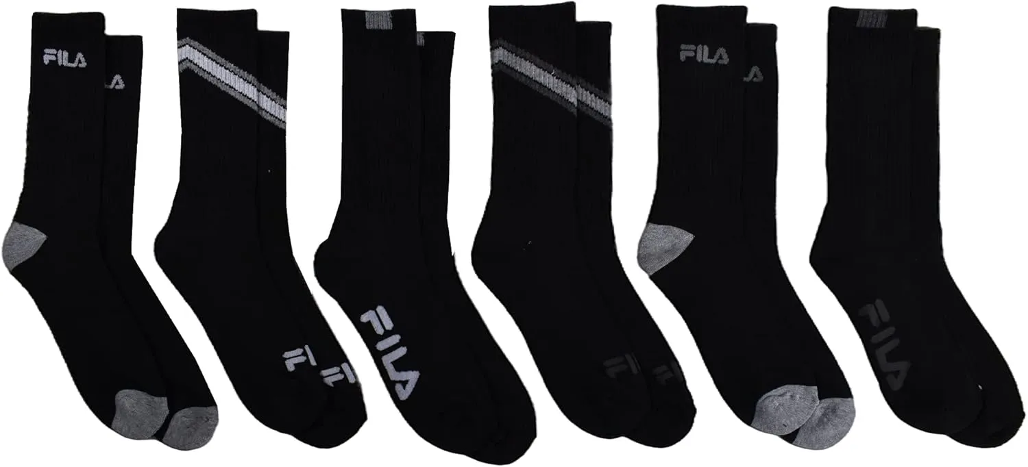 Fila Men's Striped Half Cushion Crew Socks