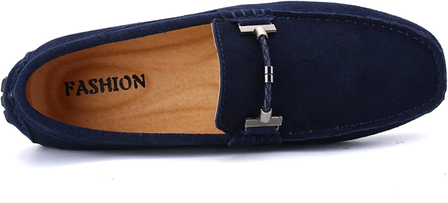 Flat Loafer for Men Suede Leather Slip-on Dress Driving Moccasins Casual Boat Shoes