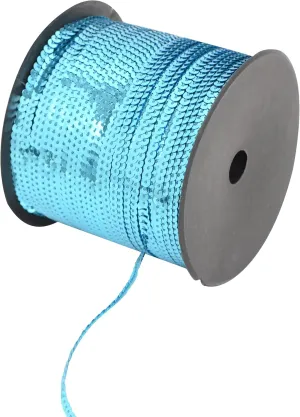 Flat Sequin Strip, 4mm String Metallic Sequin Strand, Paillette Metallic Sequin Trim Sewing String for DIY Crafts Embellishment, 197 Yards, Blue