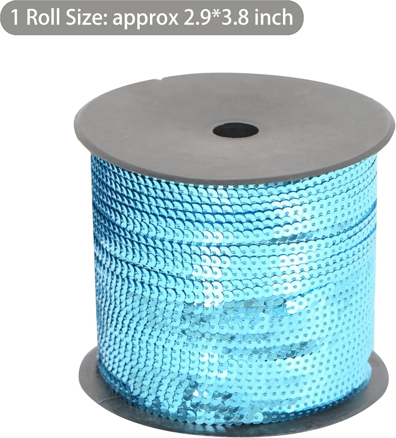 Flat Sequin Strip, 4mm String Metallic Sequin Strand, Paillette Metallic Sequin Trim Sewing String for DIY Crafts Embellishment, 197 Yards, Blue