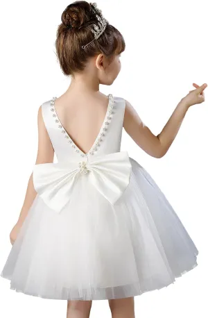 Flower Girl Dress Kids Satin Tulle Wedding Guest Party Birthday Bridesmaid Communion Pageant Prom Ball Gown Maxi