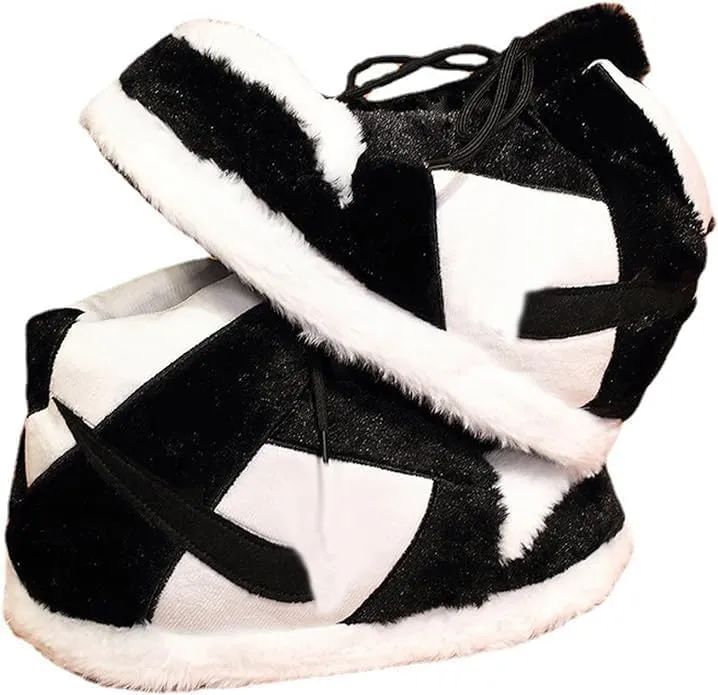 Fluffy Slippers Sneaker Slippers for Women Men Comfy Kicks Winter Warm One Size Suppleness Home Shoes with Anti-skid Rubber Sole
