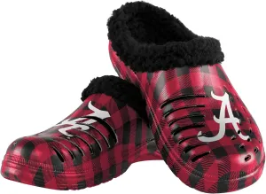 FOCO Men's NCAA College Team Logo Sherpa Lined Buffalo Check Shoes Slipper Clogs
