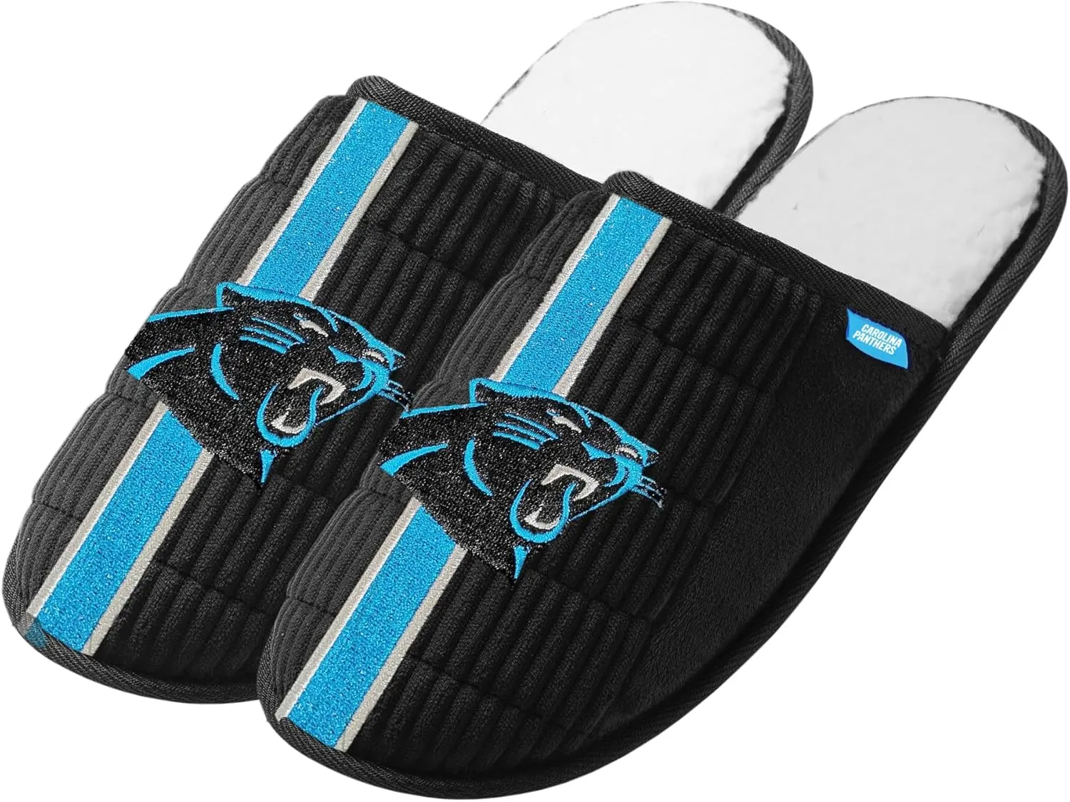 FOCO NFL Men's Officially Licensed Primary Logo Game Day Team Color Football Sherpa Slide Slipper