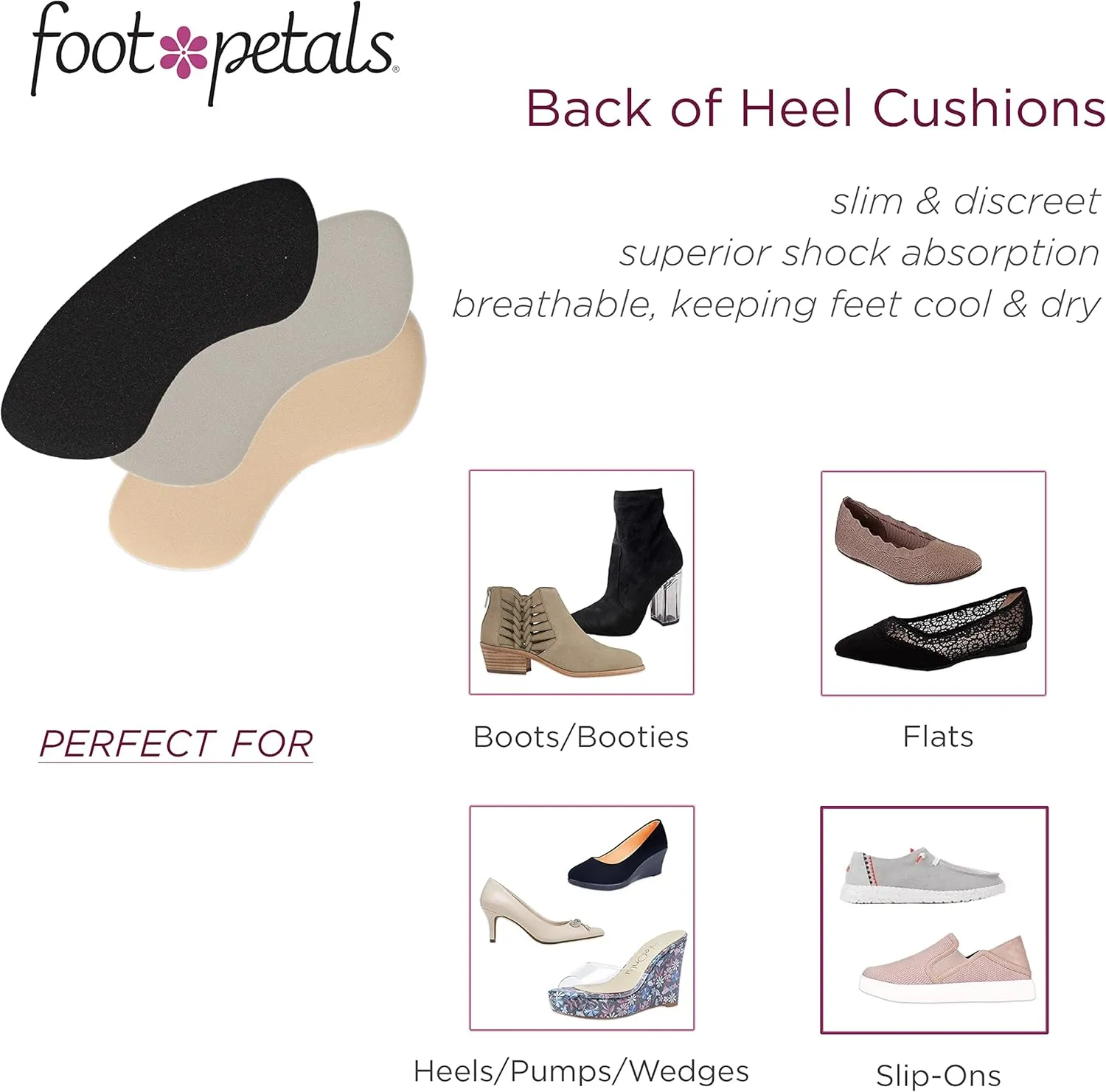 Foot Petals Womens Back of Heel Cushion