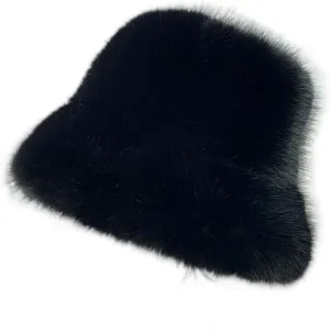 Fuzzy Faux Fur Diva Bucket Hat for Women - Luxurious Winter Hat for Fashionable Ladies