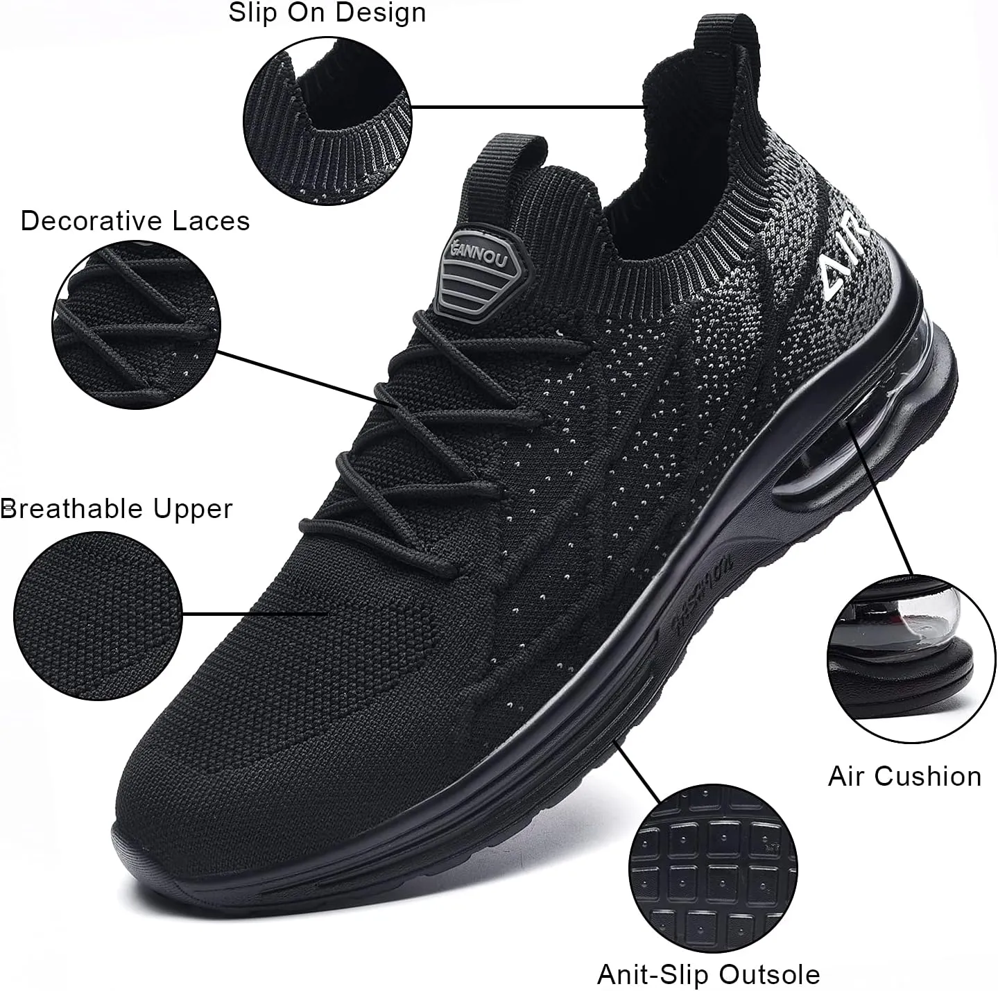 GANNOU Women's Air Athletic Running Shoes Fashion Sport Gym Jogging Tennis Fitness Sneaker US5.5-11